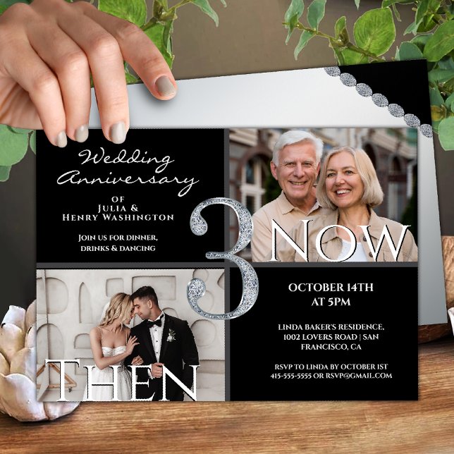 Invitation Moderne Black Diamond 3e anniversaire de mariage (Créateur téléchargé)