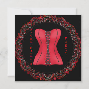 INVITATION MODERNE BLACK ET LACE ROUGE BACHELORETTE INVITER