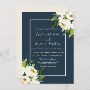 Invitation Moderne Blanc Floral Élégant Mariage de verdure