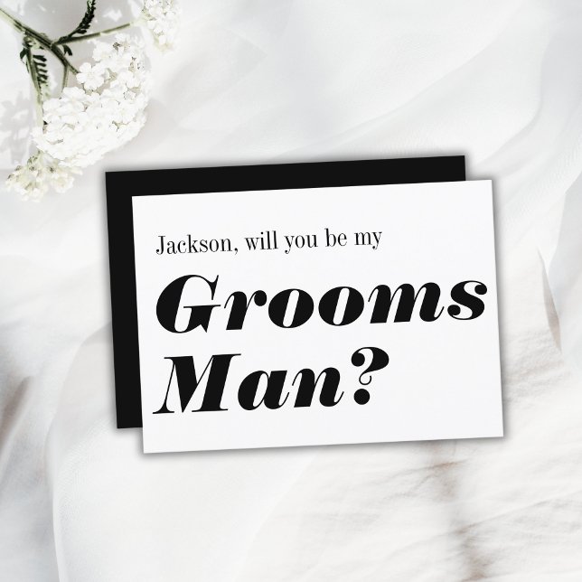 Invitation Moderne Blanc Noir Seras-Tu Mon Témoin (Modern Black White Will You Be My Groomsman Invitation
)