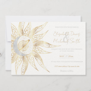Invitation Moderne Blanc Or Soleil Lune Planète Universe Mand