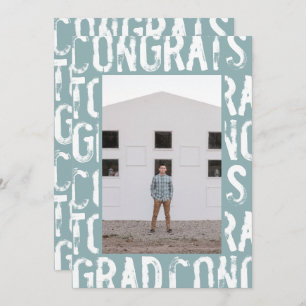 Invitation Moderne bleu clair grungy simple graduation photo