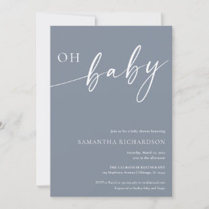 Invitation Moderne bleu gris Oh Baby garçon baby shower