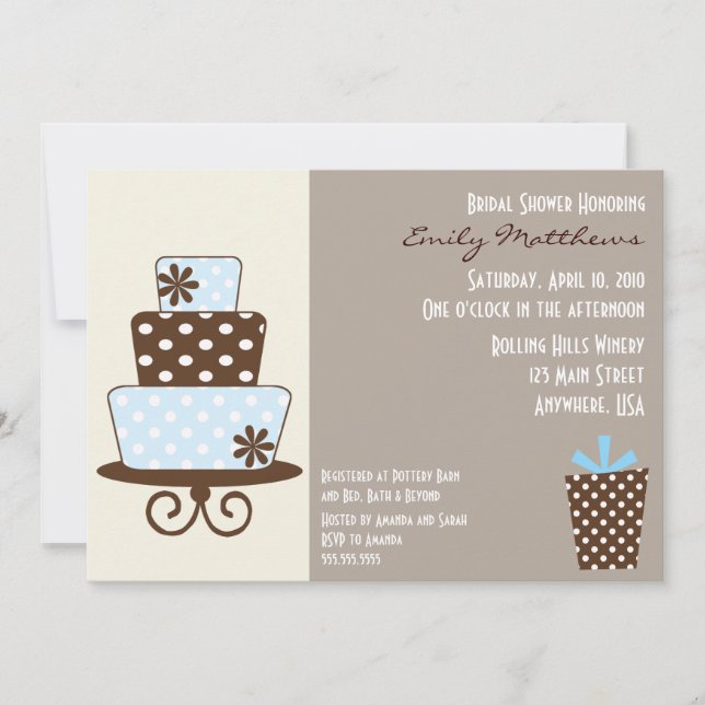 Invitation moderne bleue et Brown (Devant)