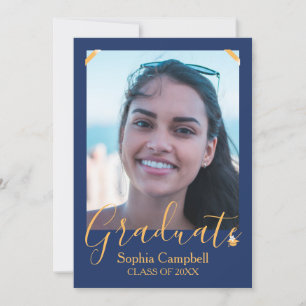 Invitation Moderne Bleue Graduation