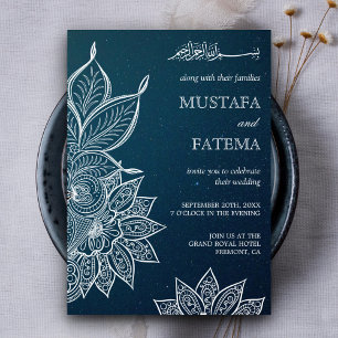 Invitation Moderne Blue Galaxy Henna Mariage islamique