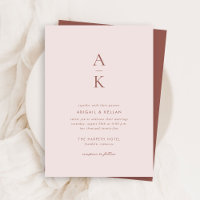 Moderne Blush Brown Monogramme Earth Tone Mariage