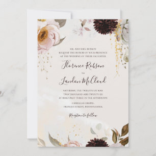 Invitation Moderne Blush Floral Watercolor Traditional Weddin
