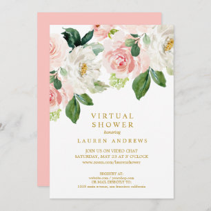 Invitation Moderne Blush Gold Virtual Bride ou Baby shower