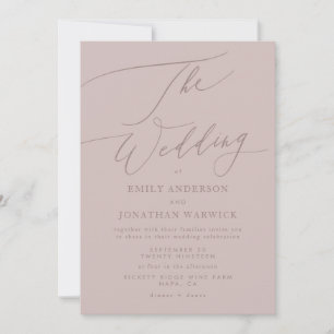 Invitation Moderne Blush Simple Calligraphie Mariage