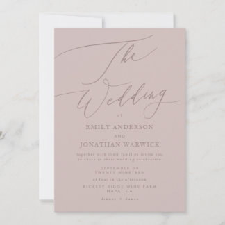 Invitation Moderne Blush Simple Calligraphie Mariage
