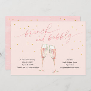 Invitation moderne blush simple pop the bubbly, chic champagn