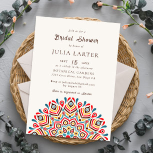 Invitation Moderne Bohème Ethnique Floral Mandala Enterrement