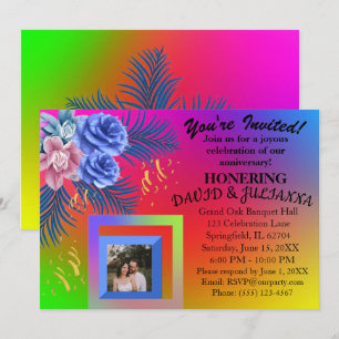 Invitation Moderne Bohème Florale à Gradient Color