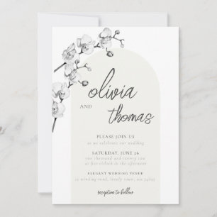 Invitation Moderne Boho Arch Calligraphie Orchidées Mariage i