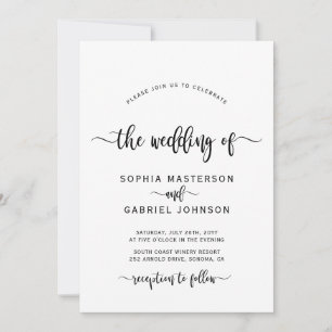 Invitation Moderne Boho Chic Calligraphie Script Mariage