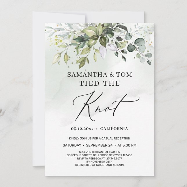 Invitation Moderne boho verdure feuillage a noué les liens en (Devant)