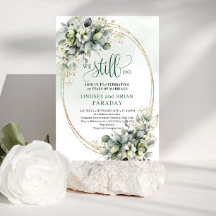 Invitation Moderne Boho Vert et Or Nous Nous Engageons Encore