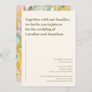 Invitation Moderne Bold Earthy Pastel Abstrait Mariage en mar