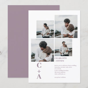 Invitation Moderne bold police lavender 4 photos grille maria