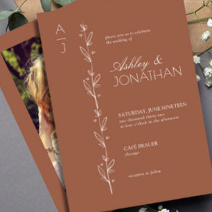Invitation Moderne Botanique Divider Mariage Terracotta Photo
