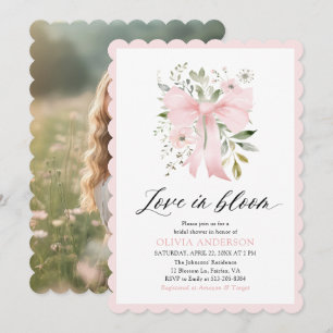 Invitation Moderne Bow rose amour floral dans la Fête des mar