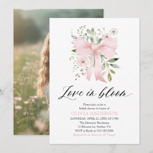 Invitation Moderne Bow rose amour floral dans la Fête des mar