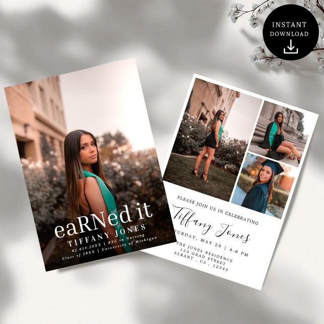 Invitation Moderne BSC RN 4 Photos Infirmière (Créateur téléchargé)