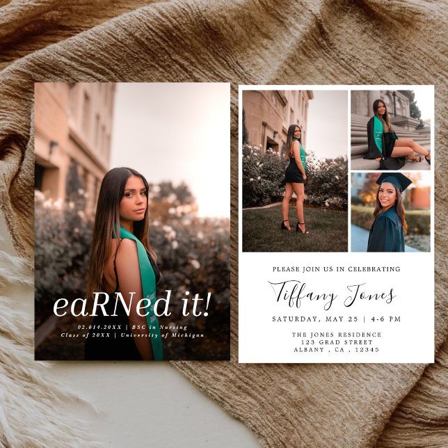 Invitation Moderne BSC RN 4 Photos Infirmière (Créateur téléchargé)