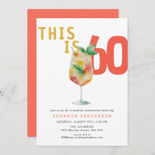 Invitation Moderne Bubbly Coral 60e anniversaire de fête Invi