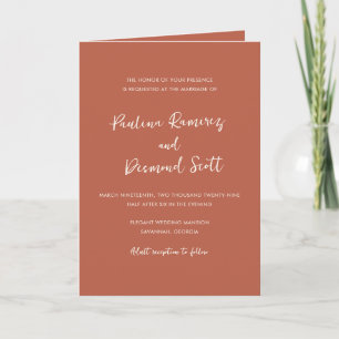 Invitation Moderne Burange Orange QR Code Simple Mariage