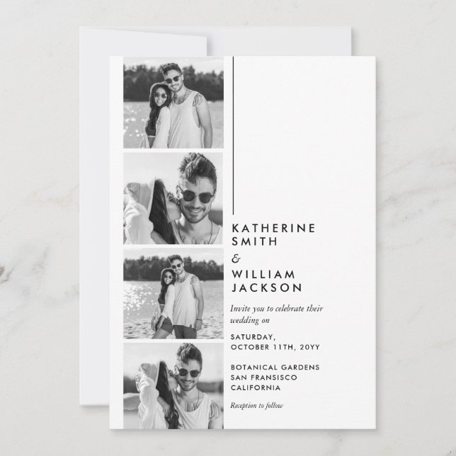 Invitation Moderne Cabine Photo 4 en 1 Mariage (Devant)