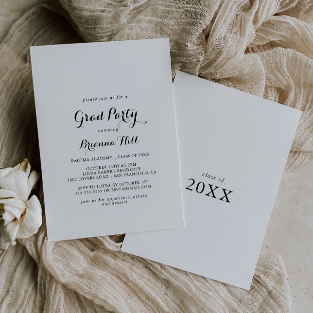 Invitation Moderne Calligraphie Grad Party (Créateur téléchargé)