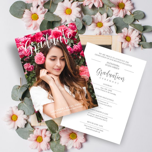 Invitation Moderne Calligraphie Photo Fancy Minimaliste Diplô (Créateur téléchargé)