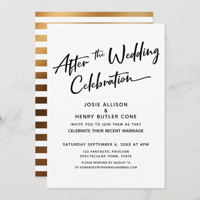 Invitation Moderne Célébration de Mariage après la Cérémonie  (Devant / Derrière)