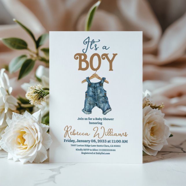 Invitation Moderne C'est un Baby shower Boy Denim Blue Jean (Créateur téléchargé)