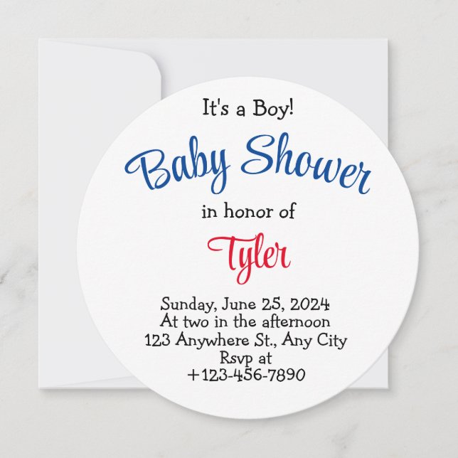 Invitation Moderne C'est un garçon Baseball Baby Shower Invit (Devant)