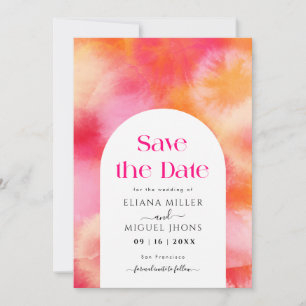 Invitation Moderne chaud rose et orange enregistrer la date M