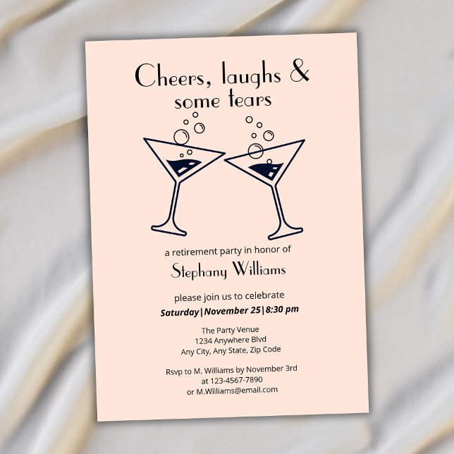 Invitation Moderne Cheers Laughn Tears Cocktail Retirement (Créateur téléchargé)