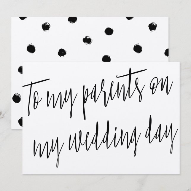 Invitation Moderne Chic "À mes parents le jour de mon mariage (Devant / Derrière)