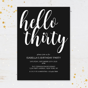 Invitation Moderne Chic Black & White 30e fête d'anniversaire