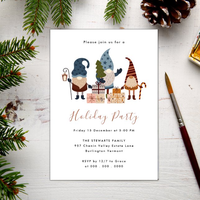 Invitation Moderne Chic Boho Noël Gnome Fête de Noël (Créateur téléchargé)