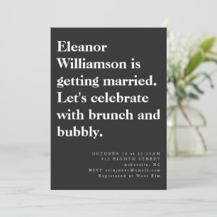 Invitation Moderne Chic Bold Typographie Noire Brunch nuptial
