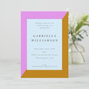 Invitation Moderne Chic Bordure Mini Partie de graduation ros