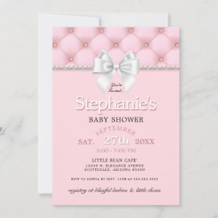 Invitation Moderne Chic Bow Blush rose Tiffany Baby shower