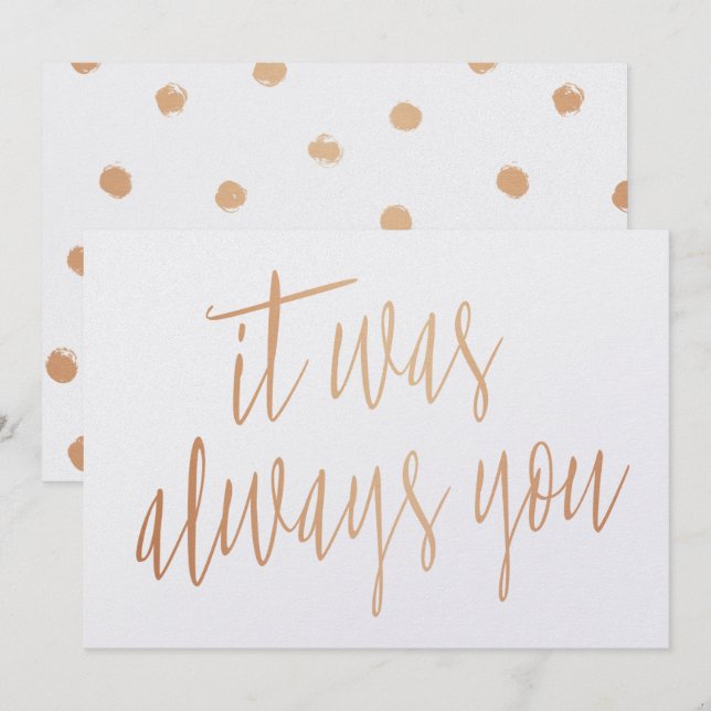 Invitation Moderne Chic Calligraphie Cuivre C'était toujours  (Devant / Derrière)