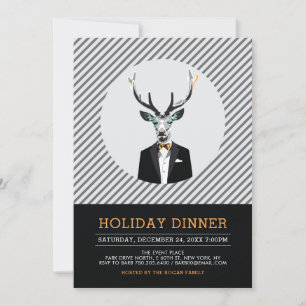 Invitation Moderne Chic Cerf Noël / Dîner de vacances