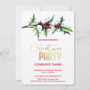 Invitation Moderne Chic Corporate Noël Aquarelle