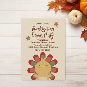 Invitation Moderne Chic Cute Turquie Dîner Thanksgiving