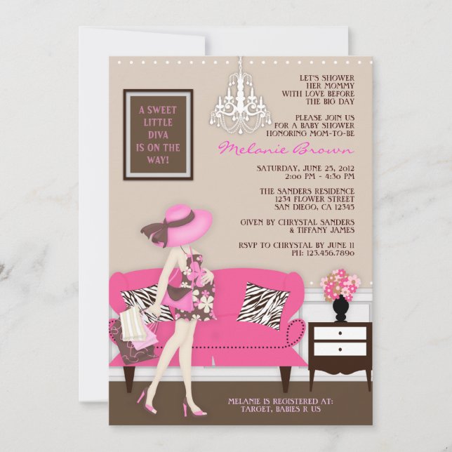 Invitation moderne chic de baby shower de maman (Devant)